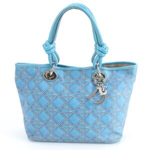 Christian Dior Lady Panarea Leather Canvas Handbag Tote Bag for Women